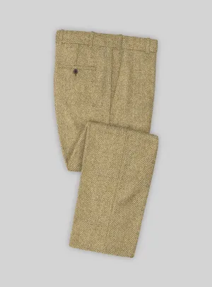 Highlander Heavy Beige Herringbone Tweed Pants Formal Look Chilly Day Fit