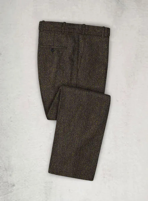 Harris Tweed Melange Brown Pants Business Fit Eco Friendly Material