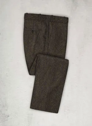 Harris Tweed Melange Brown Pants Business Fit Eco Friendly Material
