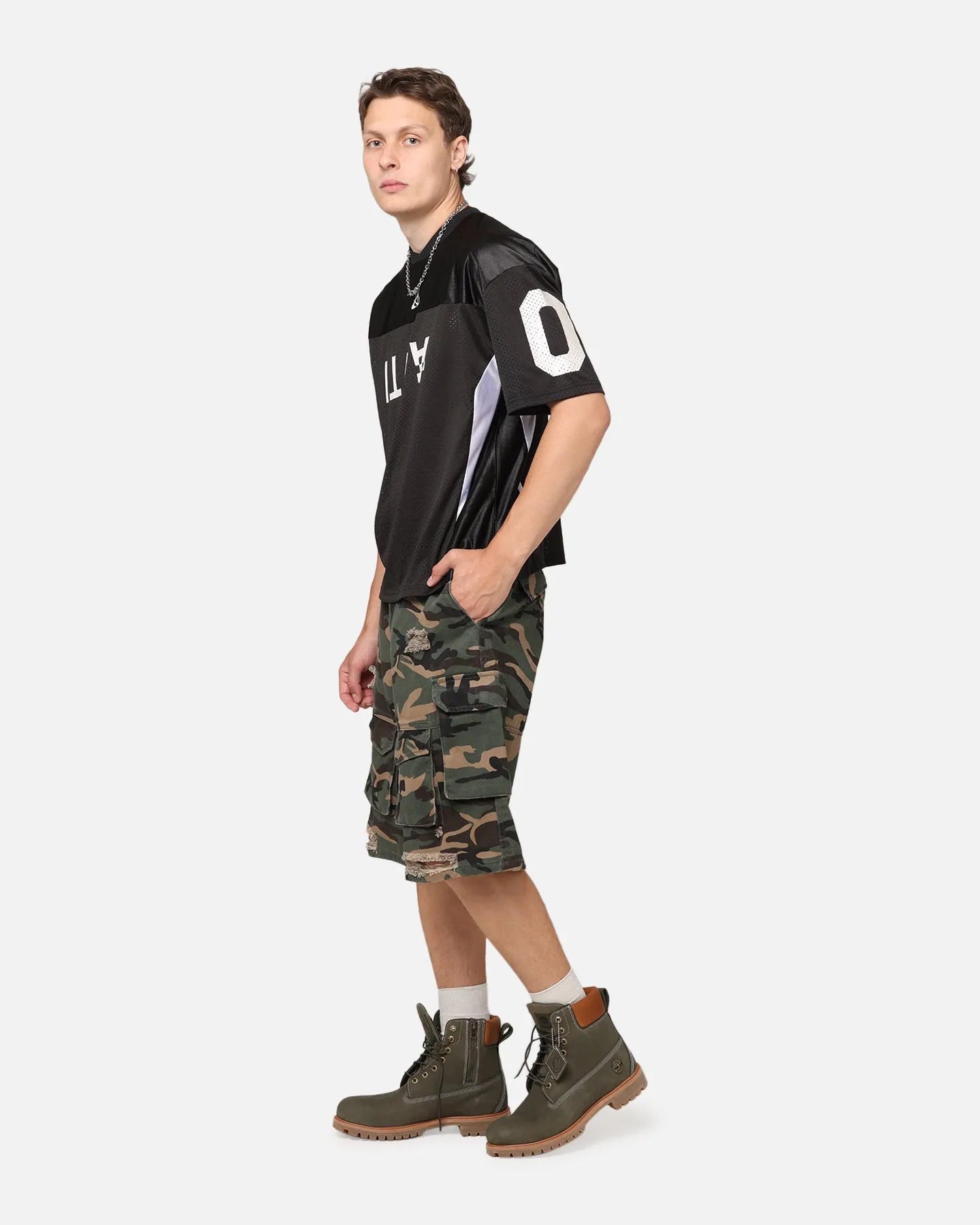 The Anti Order Artillery Baggy Cargo Shorts Woodland Camo Loose cut