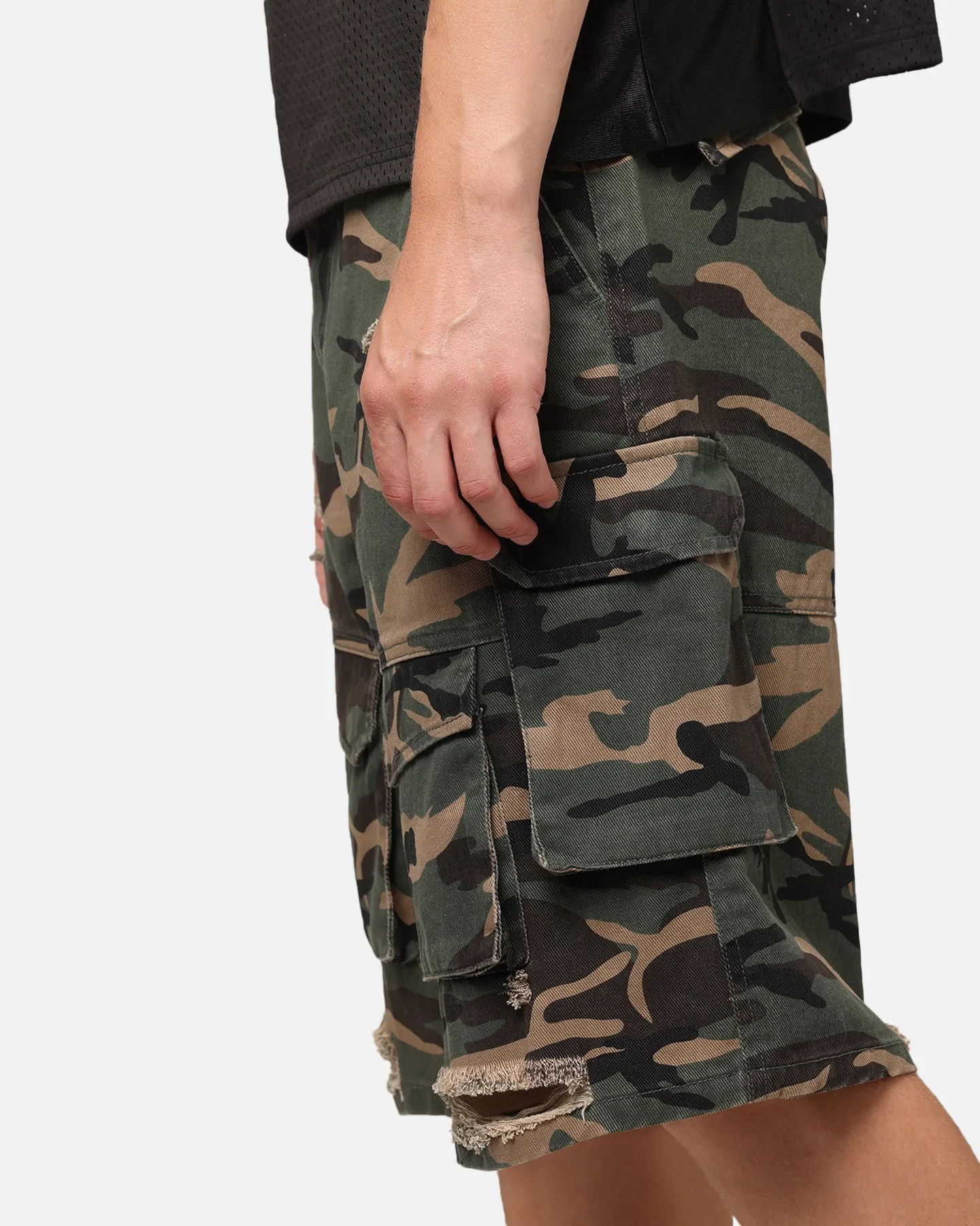 The Anti Order Artillery Baggy Cargo Shorts Woodland Camo Trendy Appeal