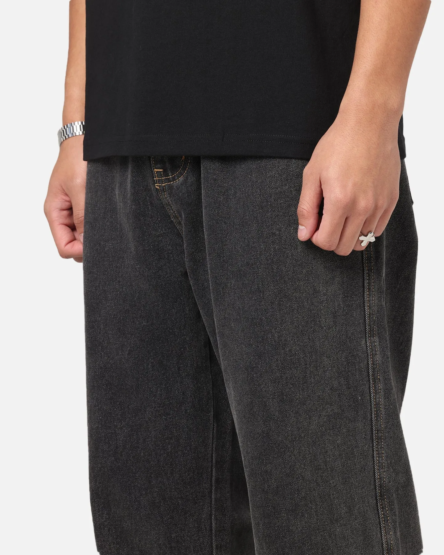 X-Large Mark Bull Denim 91 Pants Washed Black Ripstop Reinforcement Active Look