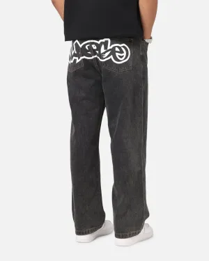 X-Large Mark Bull Denim 91 Pants Washed Black Flexible Knee Articulation