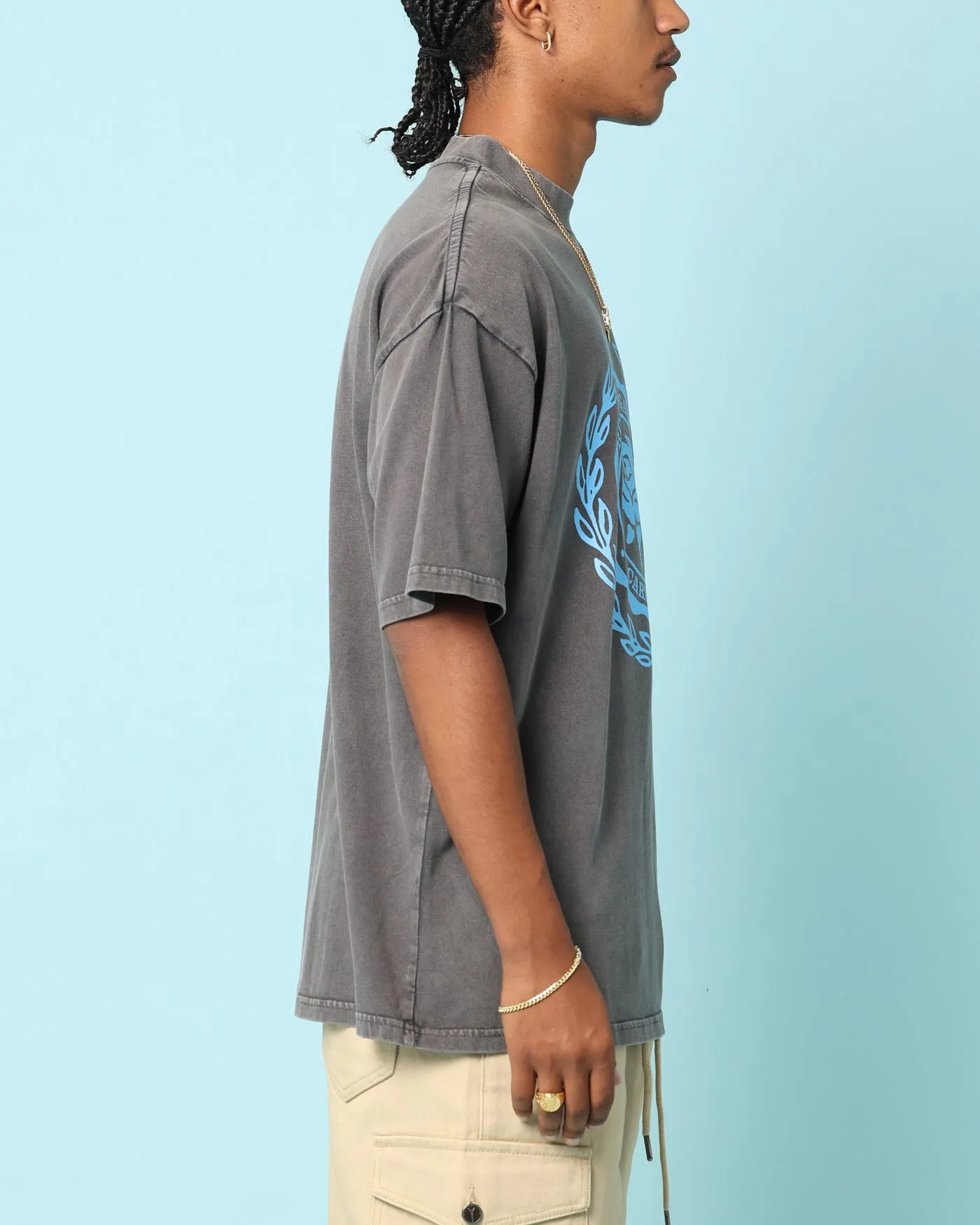 Carr?? Gorgeous Oversized T-Shirt Washed Charcoal Comfy Fit Wear Basic Top