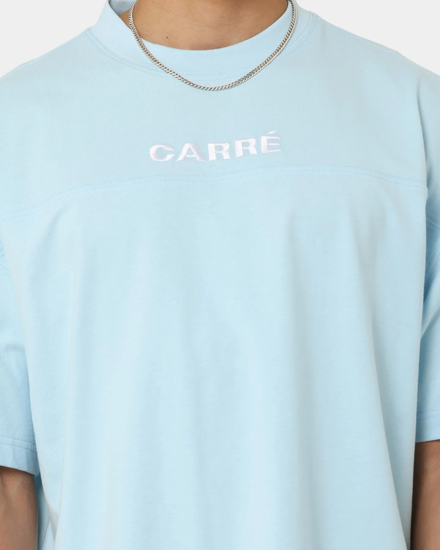 Carr?? Grid Iron Oversized T-Shirt Light Blue Casual Appeal Subtle Logo Placement