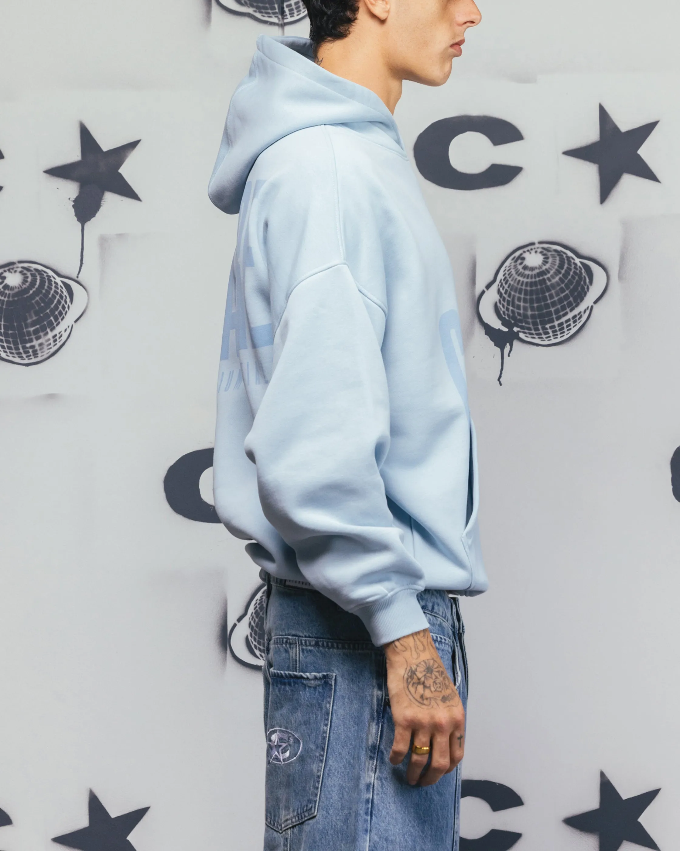 performance costume Tassel Details Carre Premium Essentials Hoodie Baby Blue
