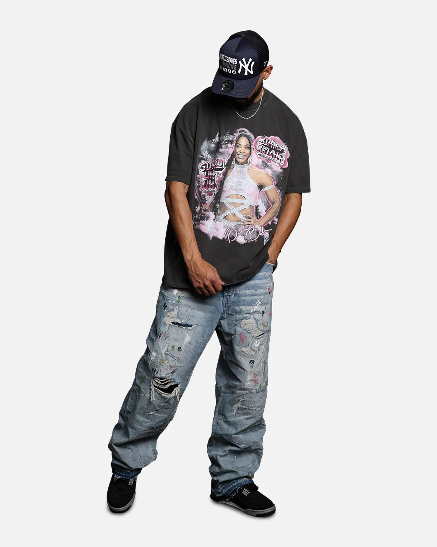 Perfect Wear Thermoregulating Fabric Culture Kings X WWE Bianca Belair Vintage T-Shirt Black Wash