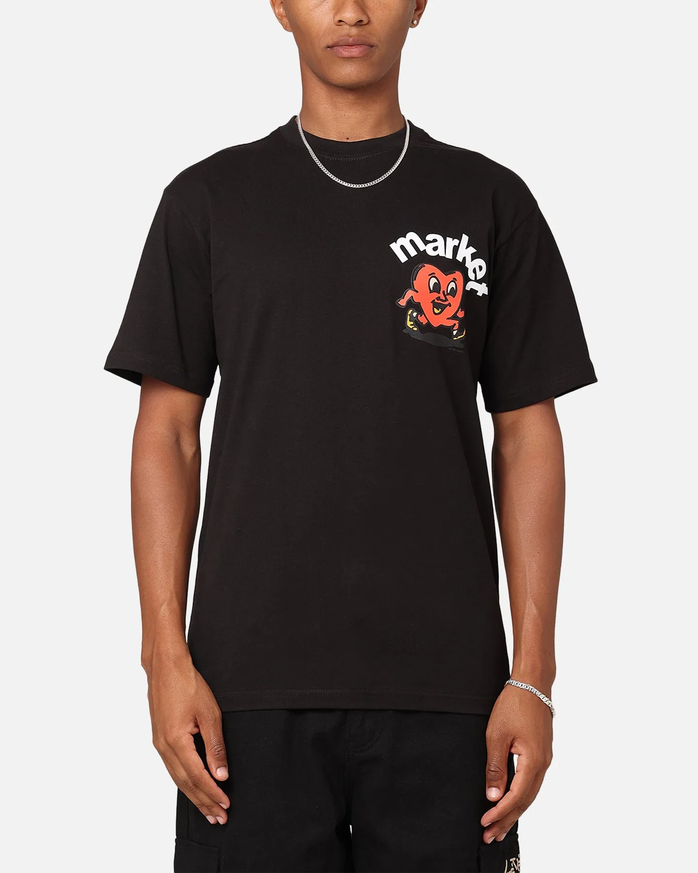 Classic Color Urban Casual Look Market Fragile T-Shirt Black