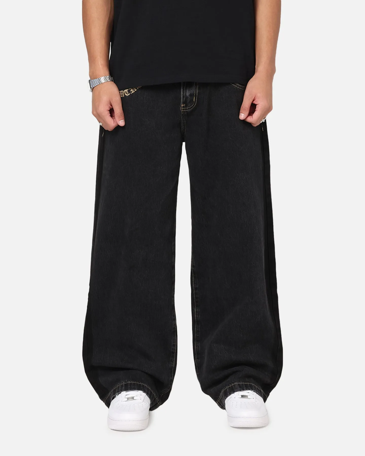 Cozy Material Adjustable Drawcord Saint Morta Amplus Rodeo Drive Recon Jeans Black Shadow