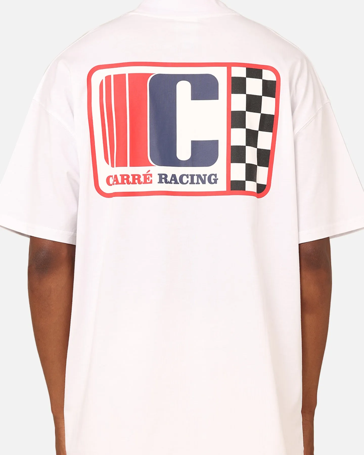 Soft and Cozy Quick Dry Fabric Carre Course Oversized T-Shirt White
