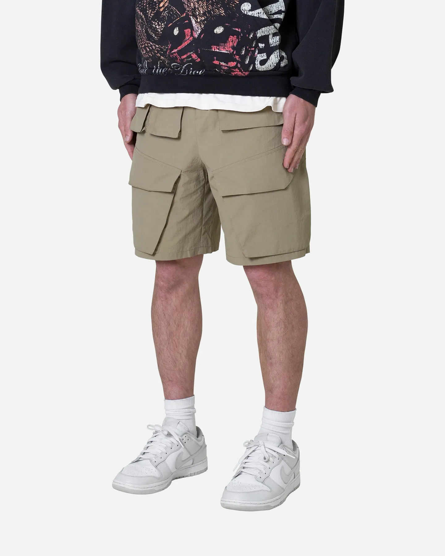 Yarn Dyed Pattern Performance Stretch MNML Nylon Cargo Traveler Shorts Sand