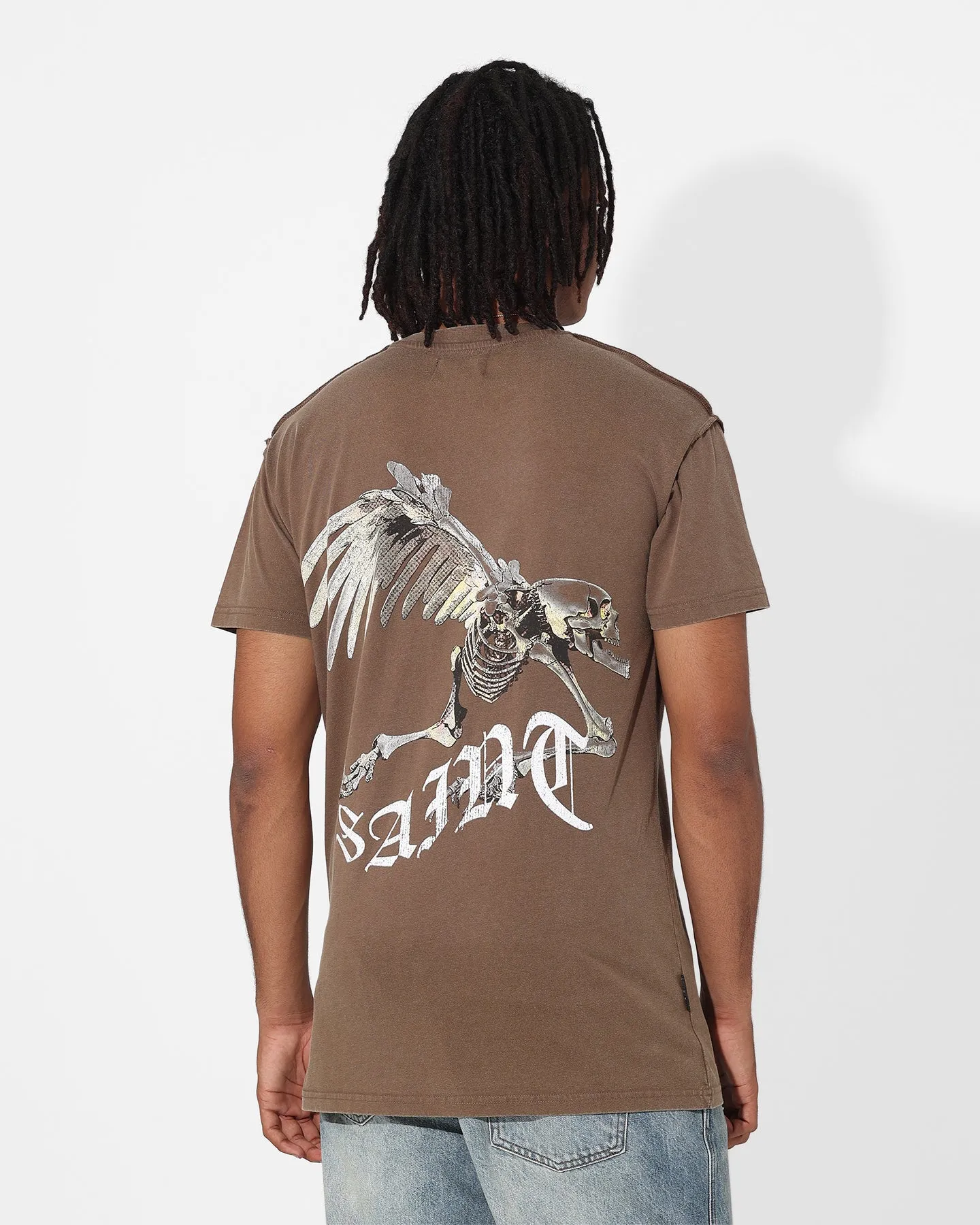 Saint Morta Departed Lafayette T-Shirt Vintage Brown Spandex Enhanced Elasticity