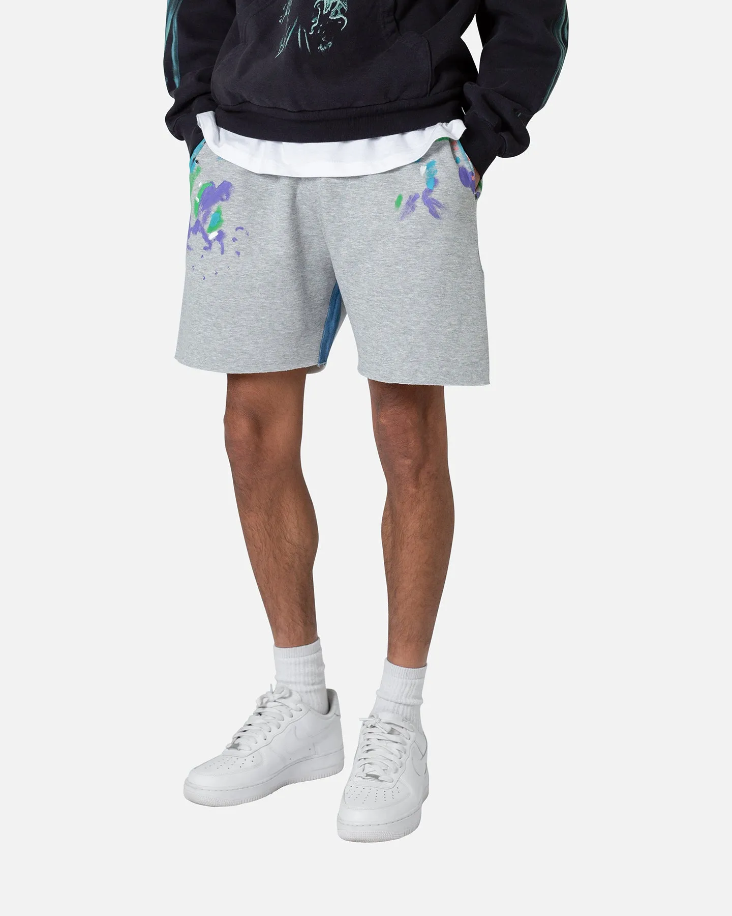 MNML Contrast Paneled Sweatshorts Grey Breathable Design beachy vibe