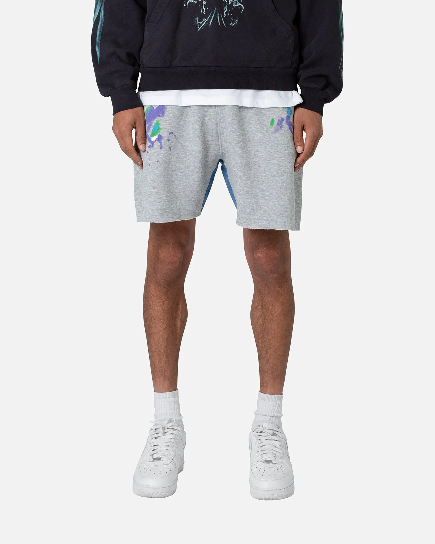 MNML Contrast Paneled Sweatshorts Grey Casual Fit Travel Flex