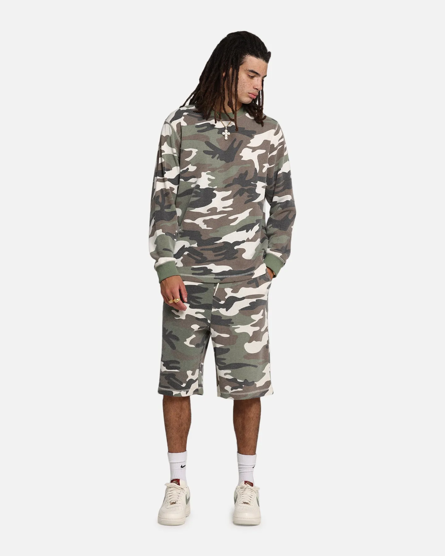 XXIII Printed Thermal Shorts Camo Wrinkle Free Fabric Relaxed Vibe
