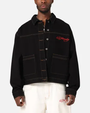 Long Sleeve Ed Hardy Coach Denim Jacket Black