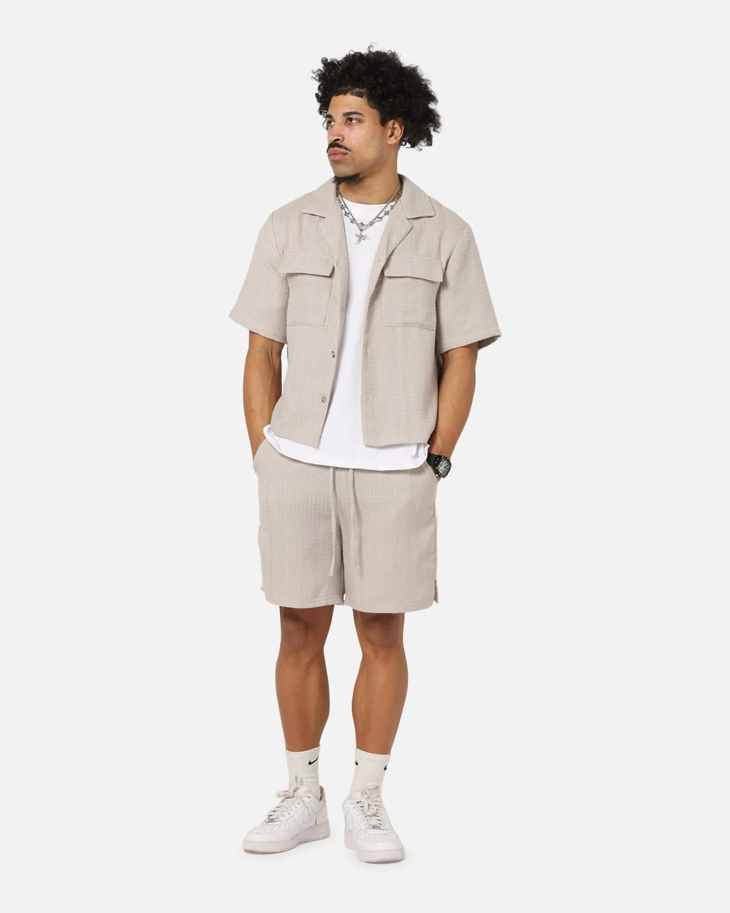 XXIII Textured Shorts Stone Back pockets Everyday Ease