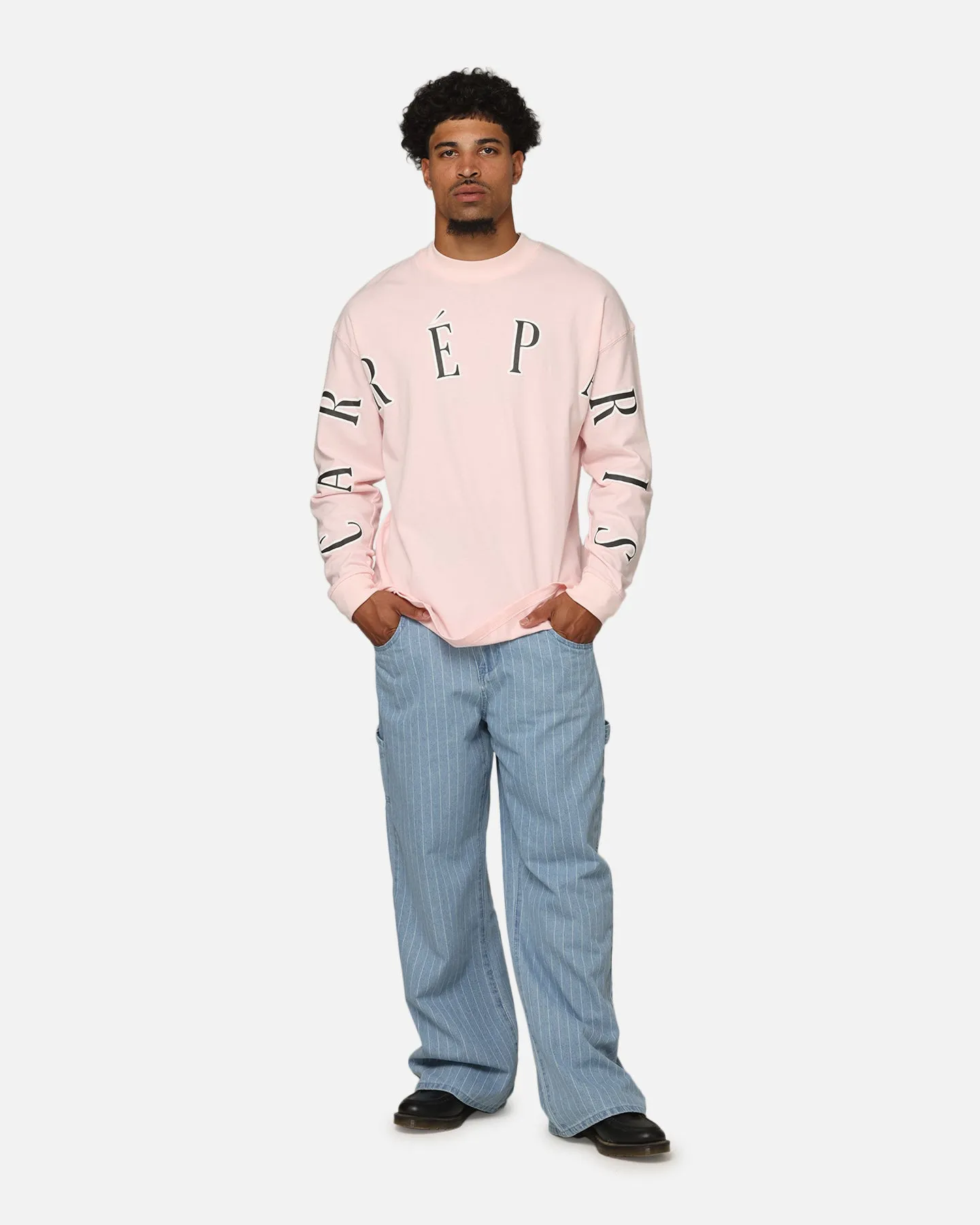 SoftenedEdges Carre Global Oversized Long Sleeve T-Shirt Pink