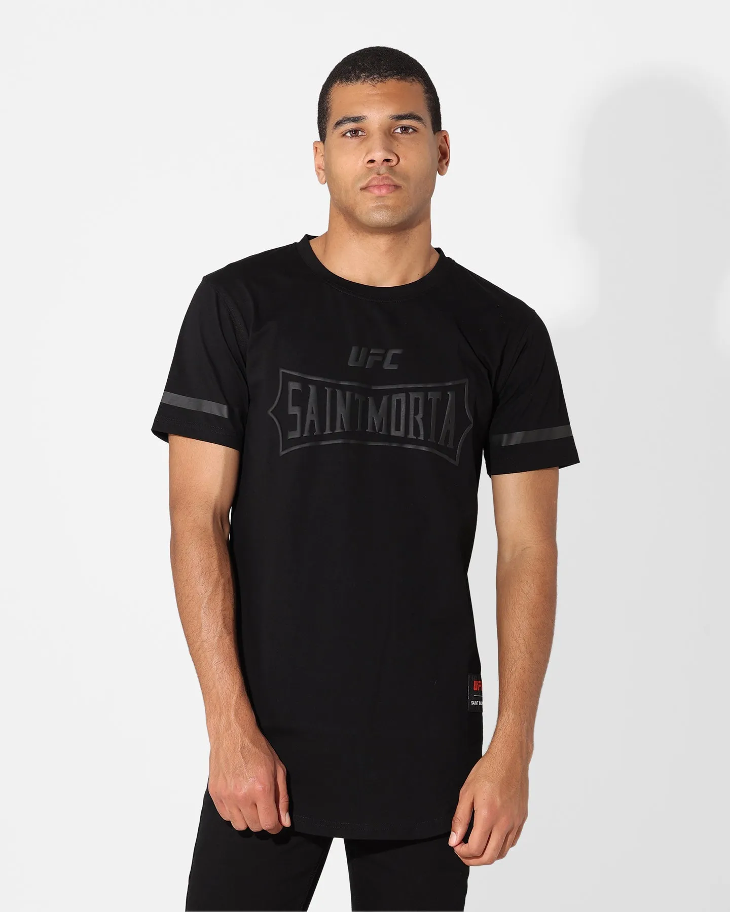 Saint Morta X UFC Championship El Duplo T-Shirt Black/Grey Non Toxic Printing Flexible Cuff Design