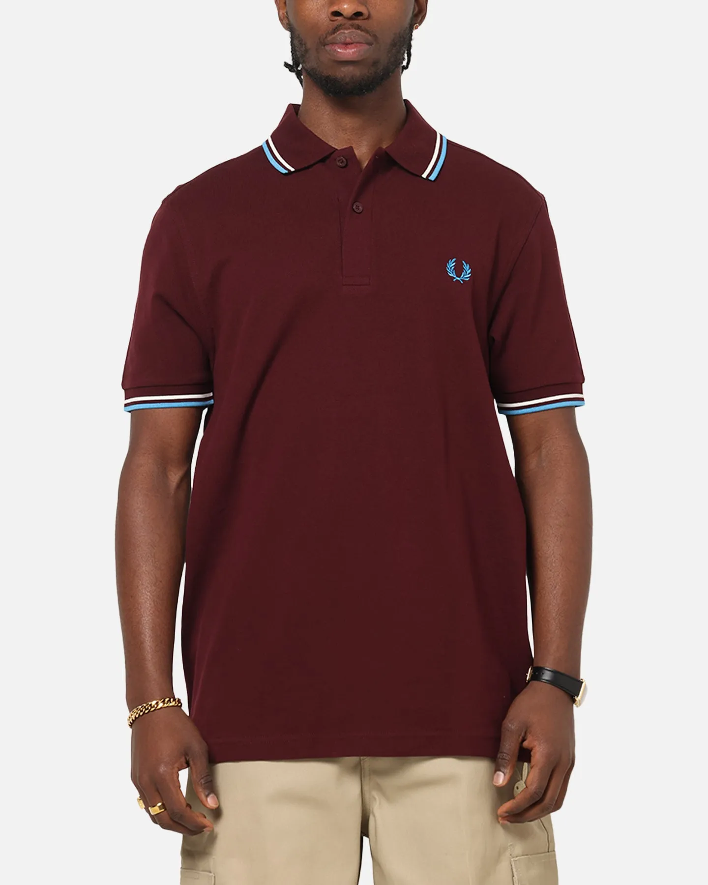 Minimalist Design Fred Perry Twin Tipped Polo Shirt Oxblood