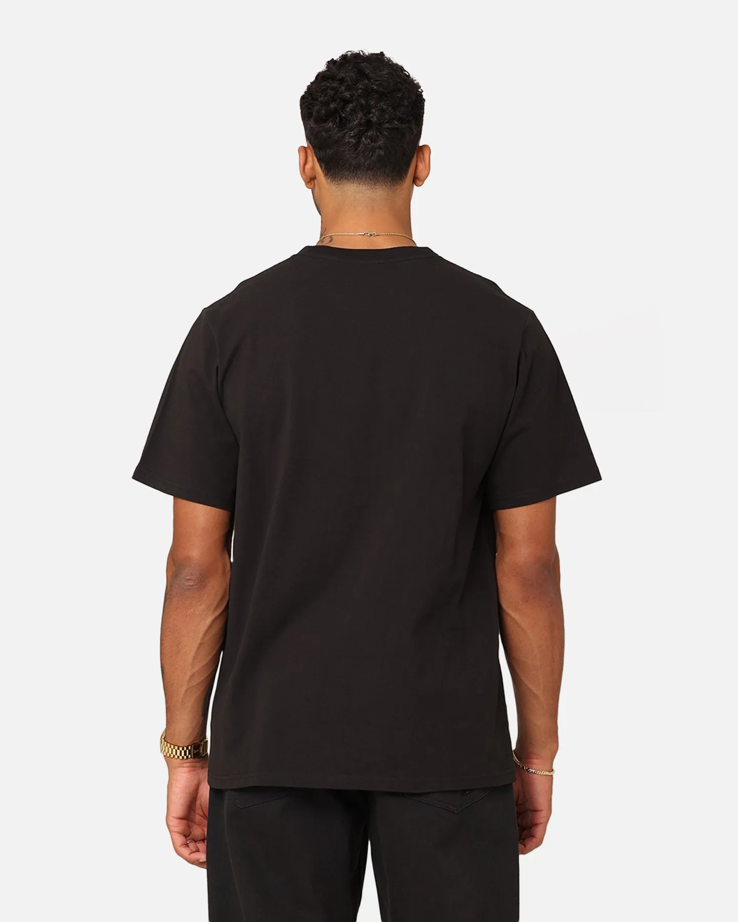 Soft Material Ribbed collar Playboy Playboy Bunny Script T-Shirt Black