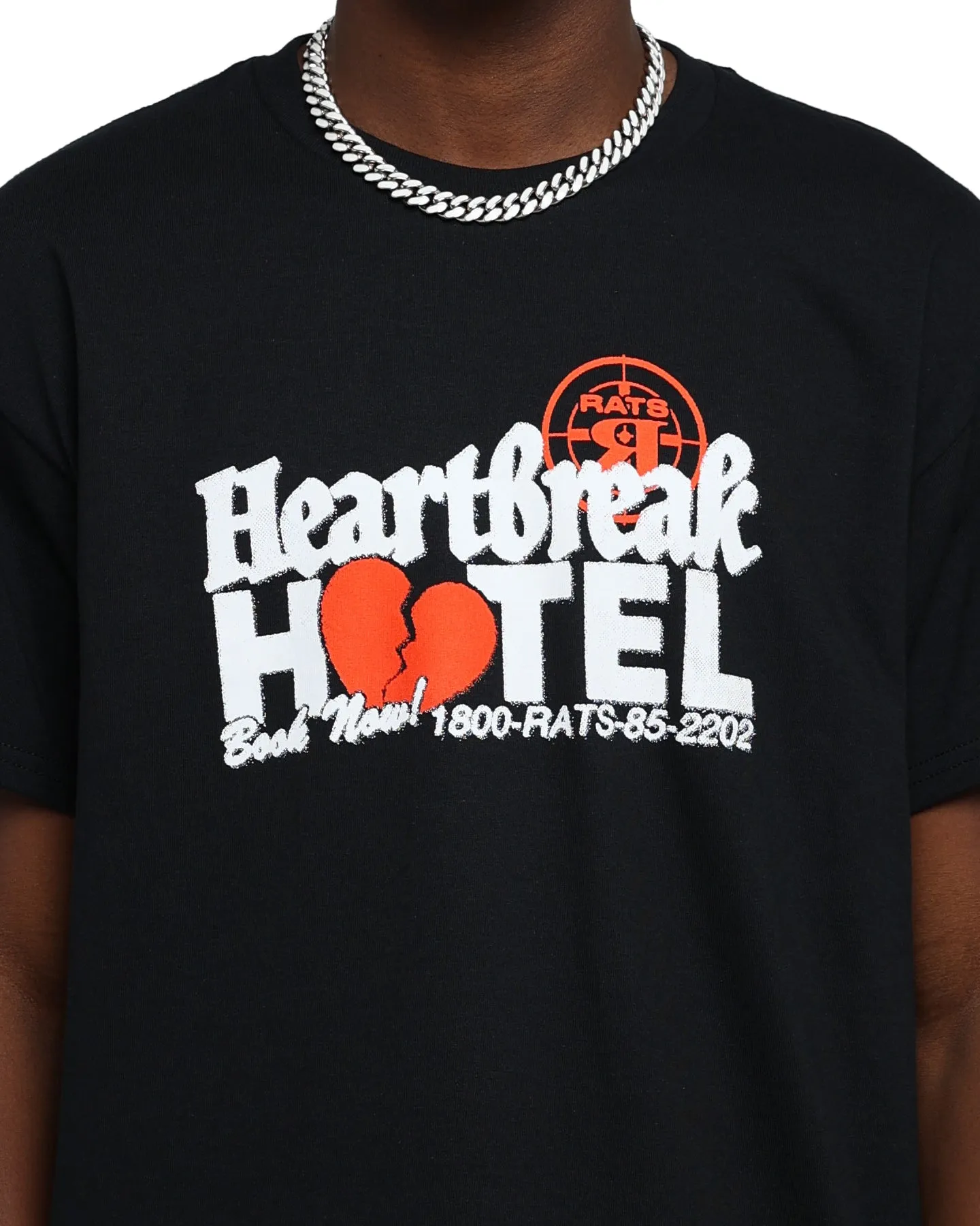 Rats Get Fat Heartbreak Hotel T-Shirt Black Sweat Absorbent Breathable Wearable