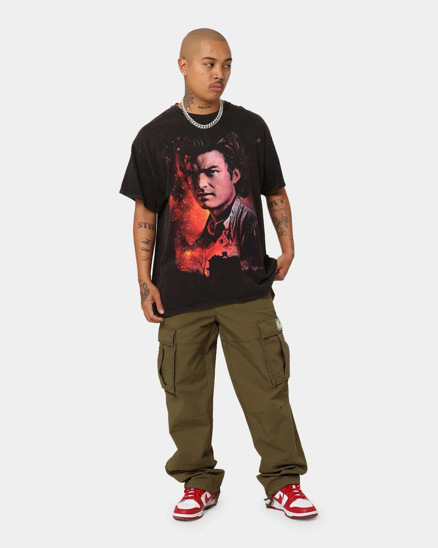 Goat Crew X Stranger Things Steve Vintage T-Shirt Black Wash Travel Comfort