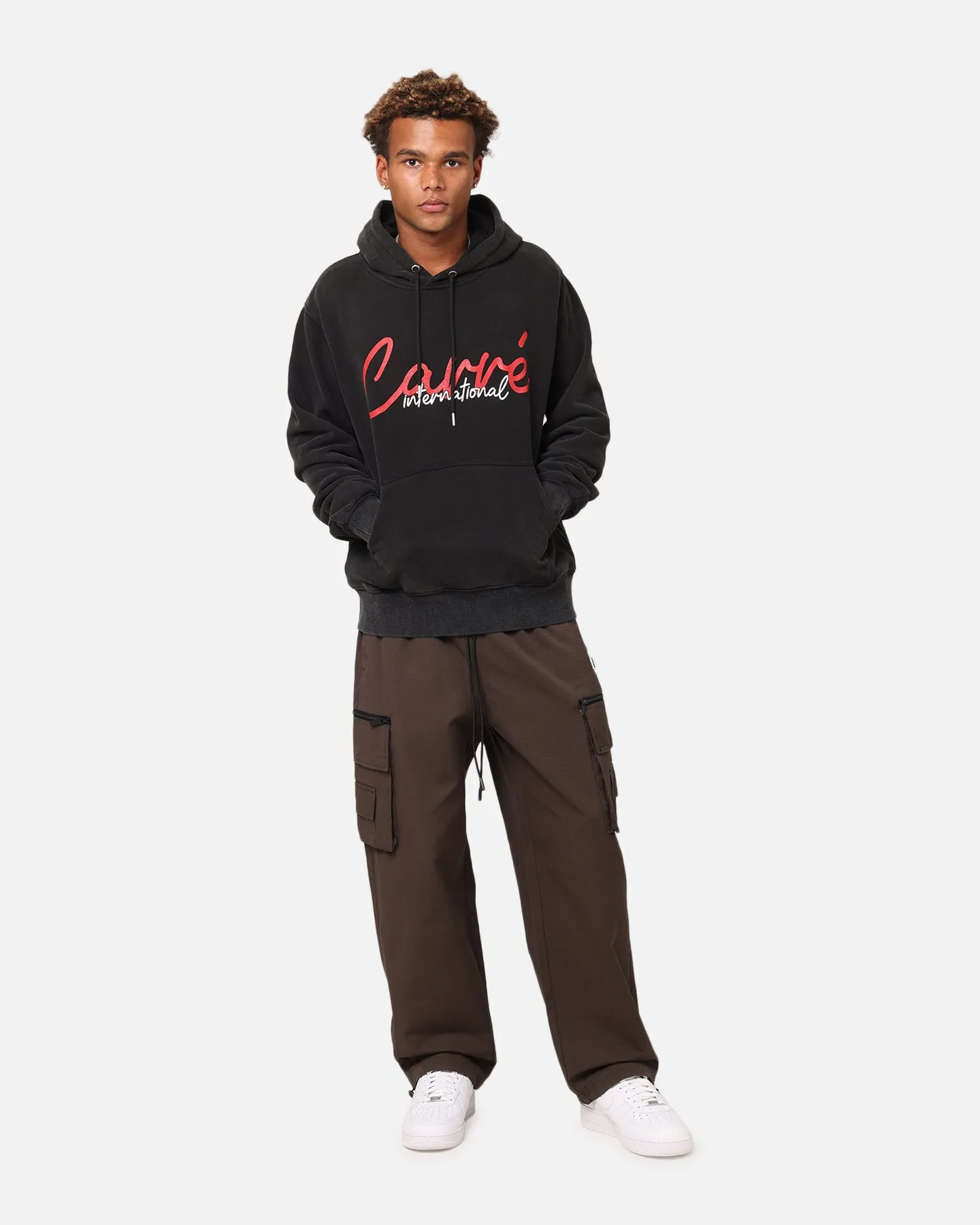 Sports Apparel All Weather Wear Carre International Script Hoodie Vintage Black