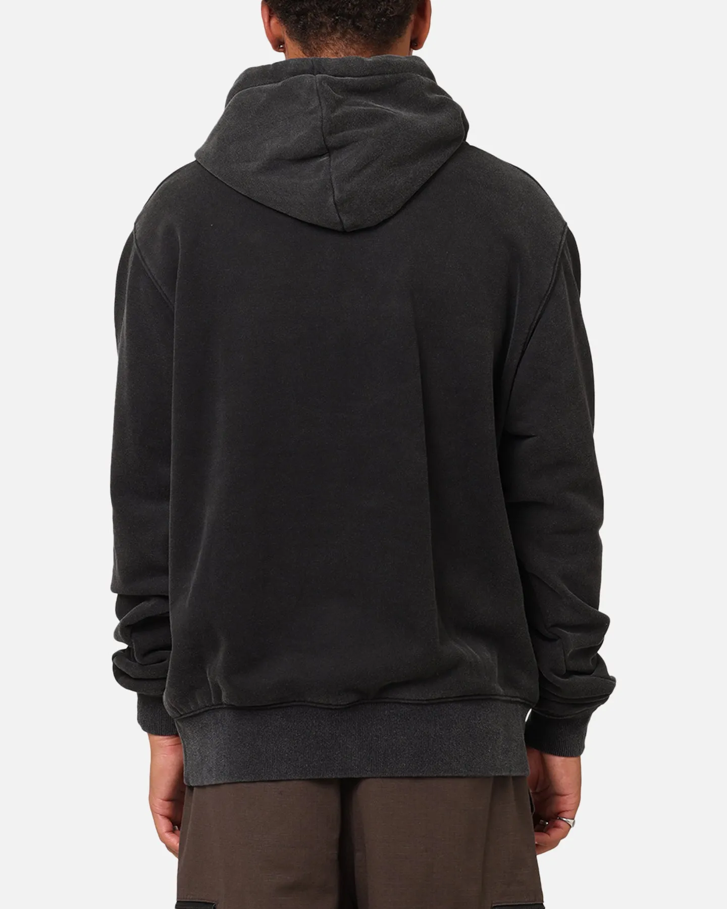Washable Distressed finish Carre International Script Hoodie Vintage Black