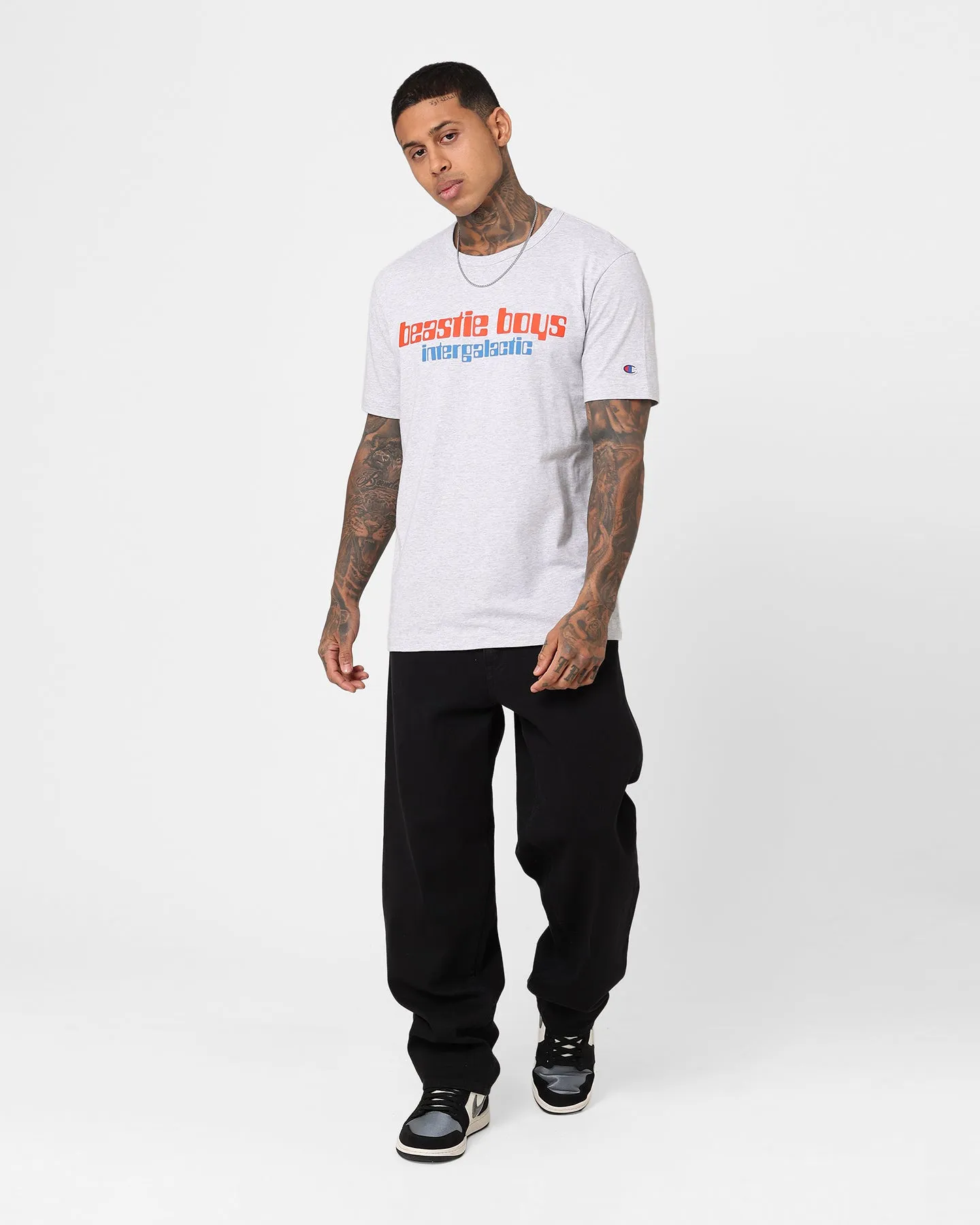 NonIrritatingTags Champion X Beastie Boys Intergalactic T-Shirt Oxford Heather