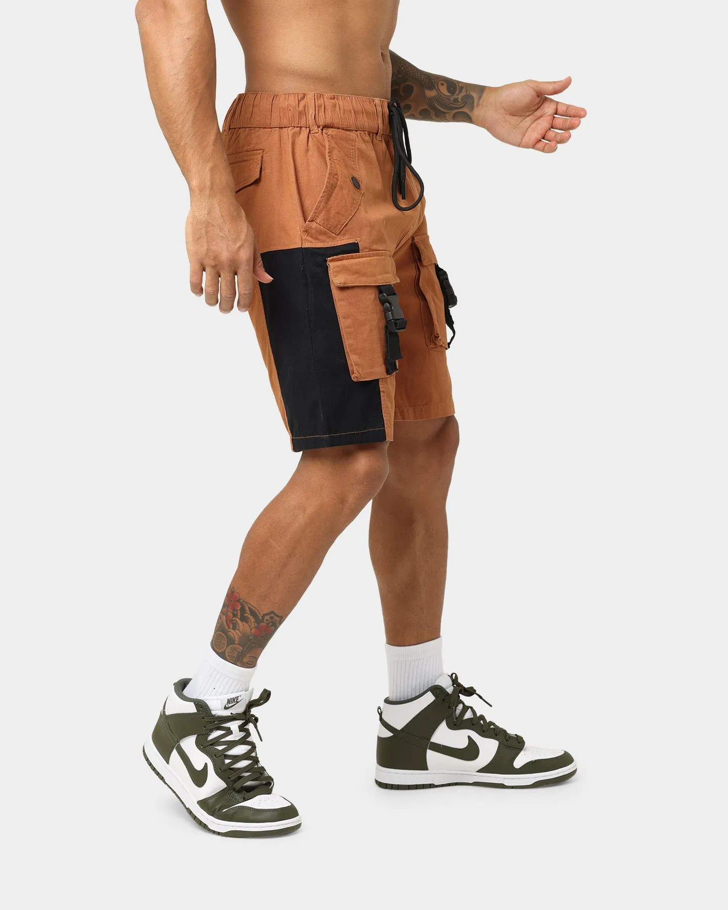 Crooks & Castles Washed Twill Shorts Tan Sport Comfort Anti Pilling Fabric
