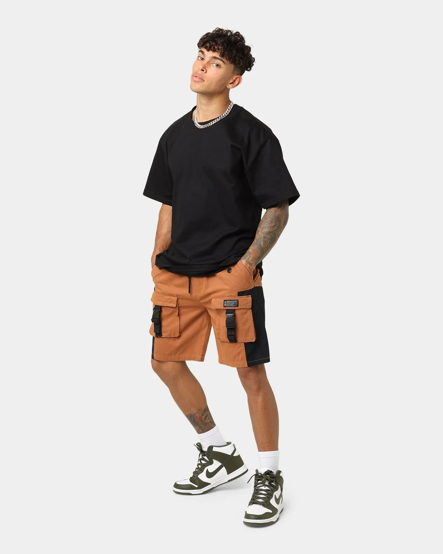 Crooks & Castles Washed Twill Shorts Tan No Pressure