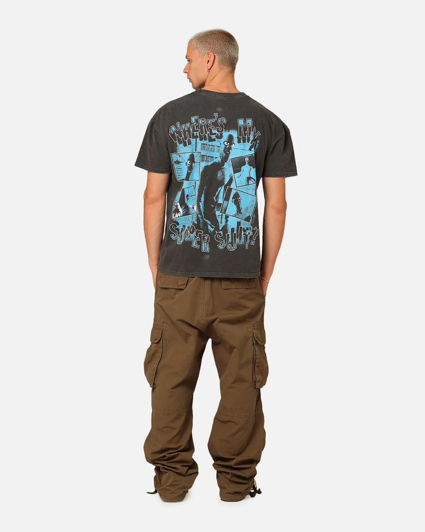 Anti Pilling Treatment Layering Fashion American Thrift X Pixar Frozone Heavyweight T-Shirt Black Wash
