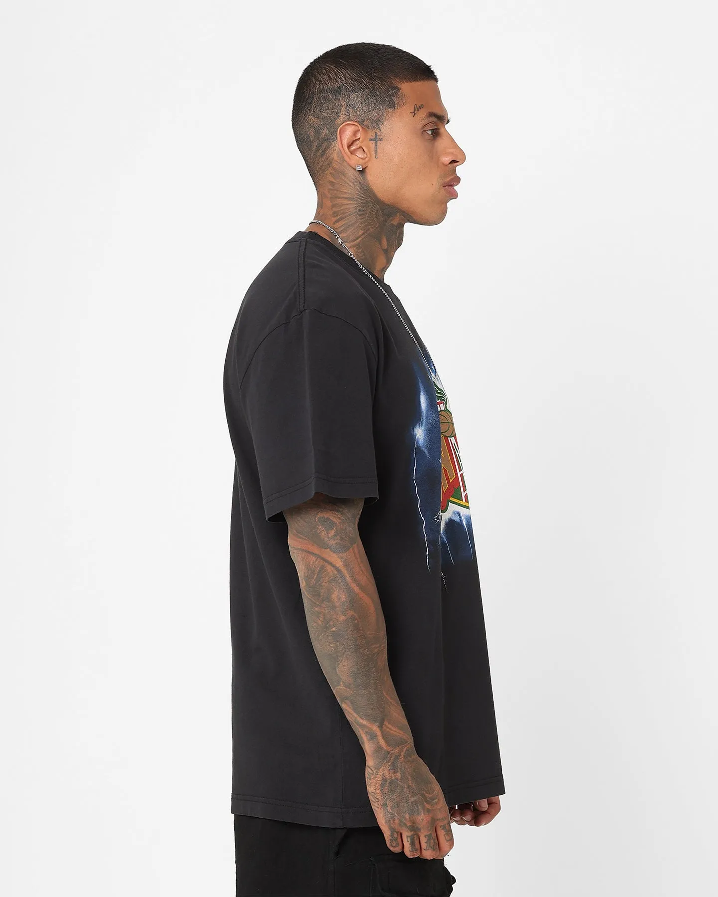Mitchell & Ness Seattle Supersonics Logo Lightning T-Shirt Black Relaxed Style UV Protective Fabric