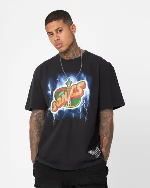Classic Layer Relaxed Comfort Mitchell & Ness Seattle Supersonics Logo Lightning T-Shirt Black
