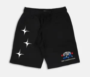 Fashionable Look Outrank The Competition Embroidered and Printed Shorts (Black)