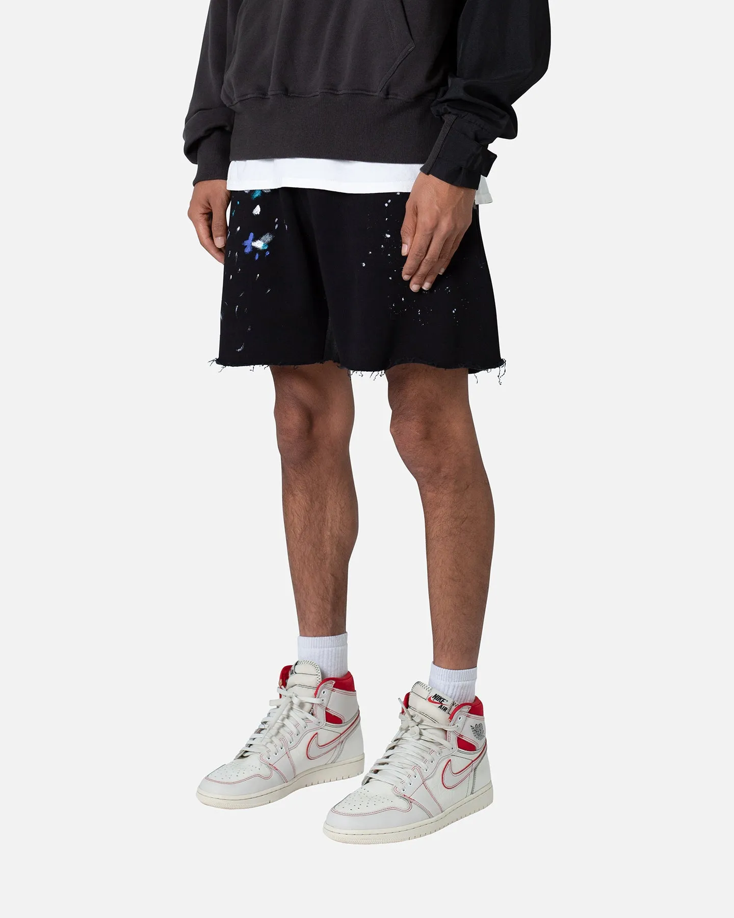 MNML Contrast Paneled Sweatshorts Black Effortless Fit low waisted
