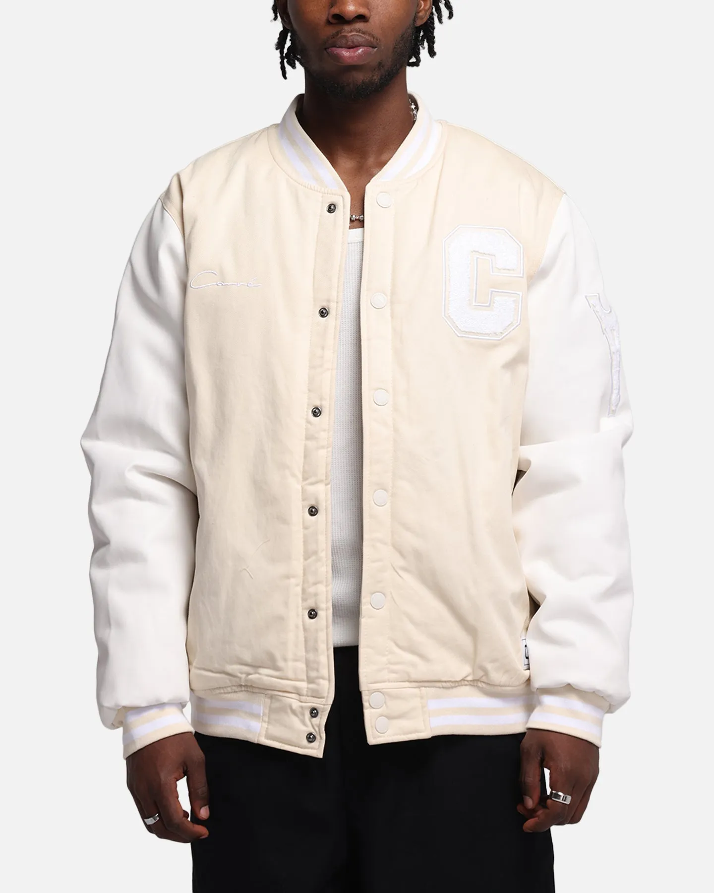 multiple pockets Moment Carre MVP Varsity Jacket Cream/White