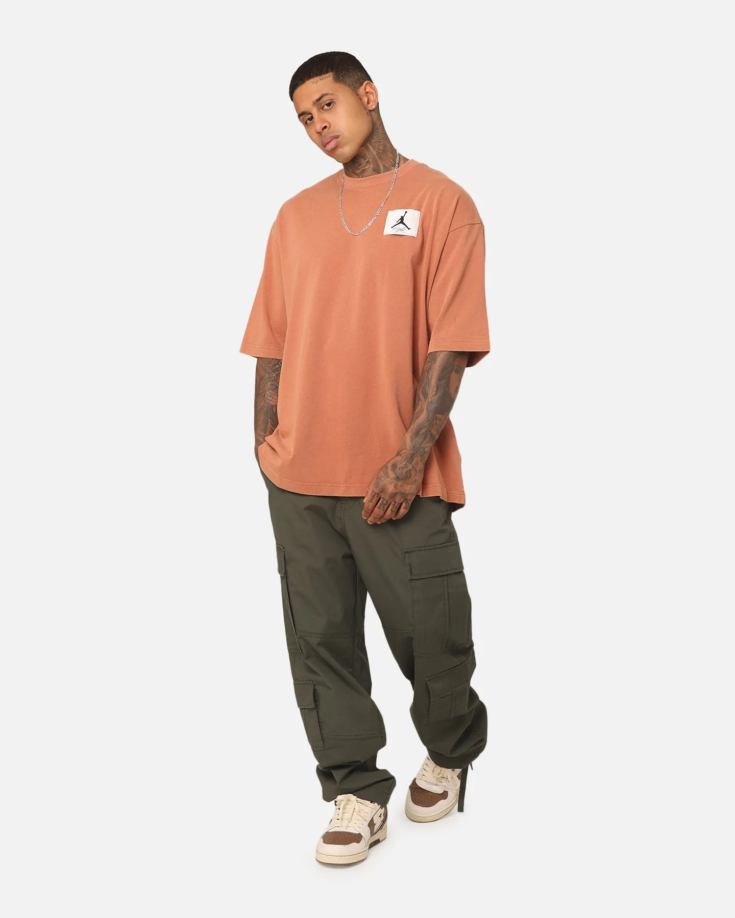 Jordan Flight Essentials Oversized Crewneck T-Shirt Sky J Orange Layering Fashion Classic Comfort