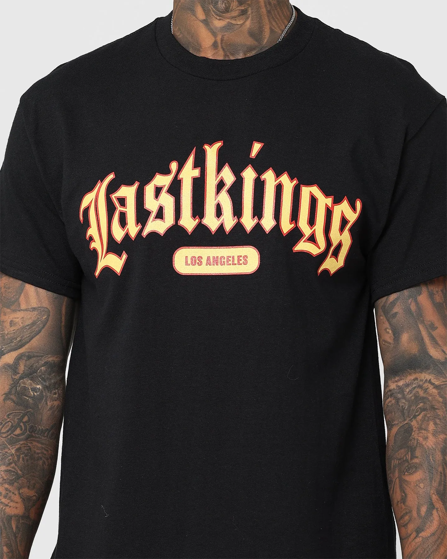 Last Kings Throwback T-Shirt Black RibbedNeckBanding