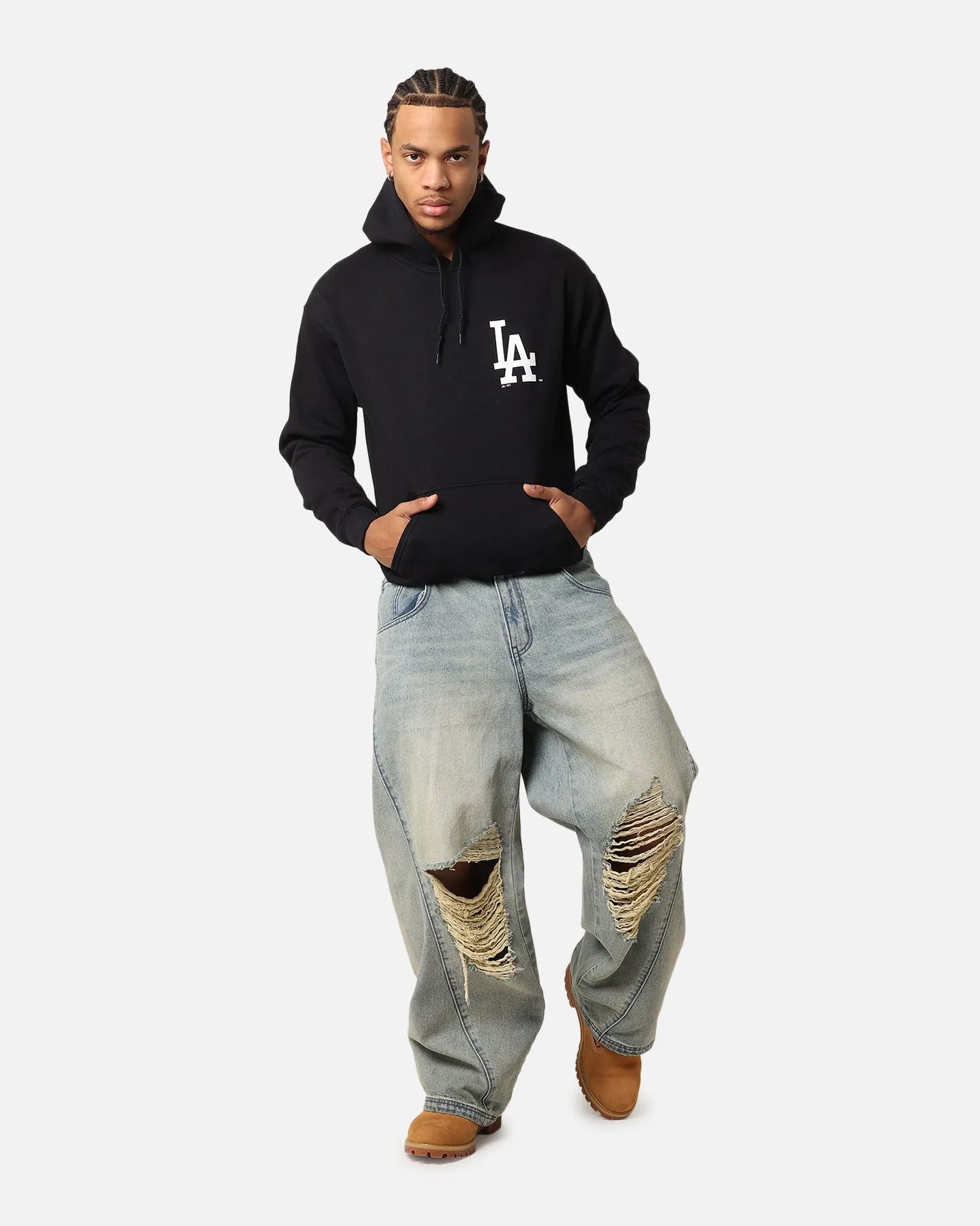 Street Look Wear Triple Stitched Seams Majestic Athletic Los Angeles Dodgers Doyers Chest Hoodie Black