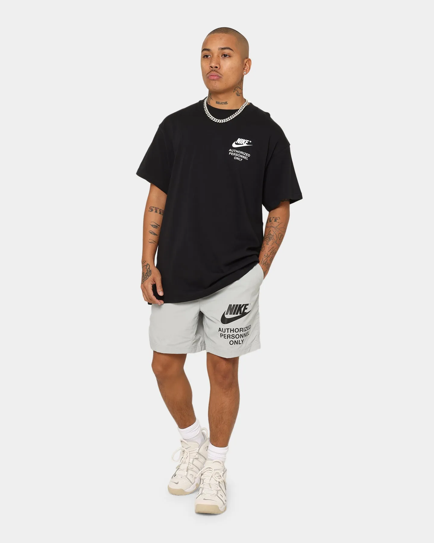 Abstract mystery Retro nostalgia Nike Sportswear Authorized Personnel T-Shirt Black
