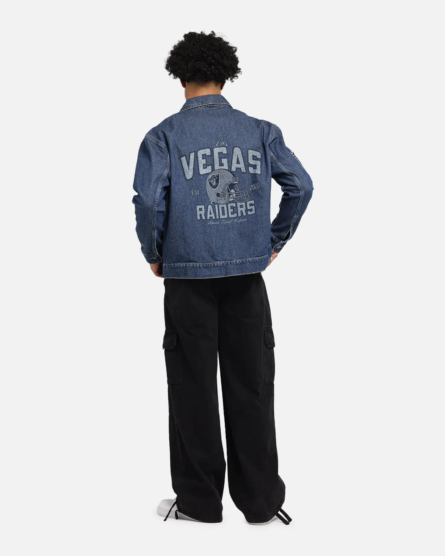 Universal Size Adaptation New Era Las Vegas Raiders NFL Denim Jacket Dark Blue