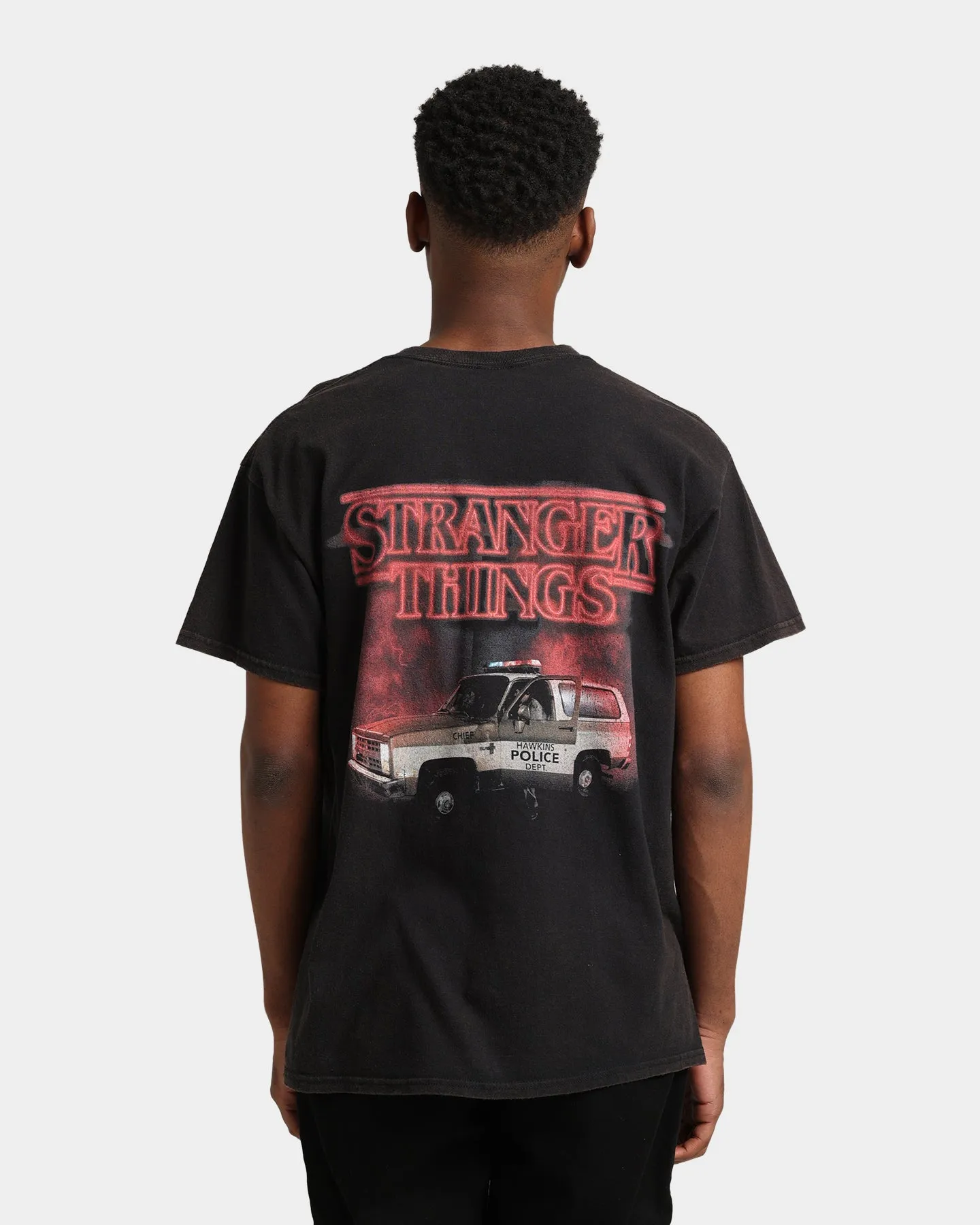layerable Goat Crew X Stranger Things Chief Hopper Vintage T-Shirt Black Wash