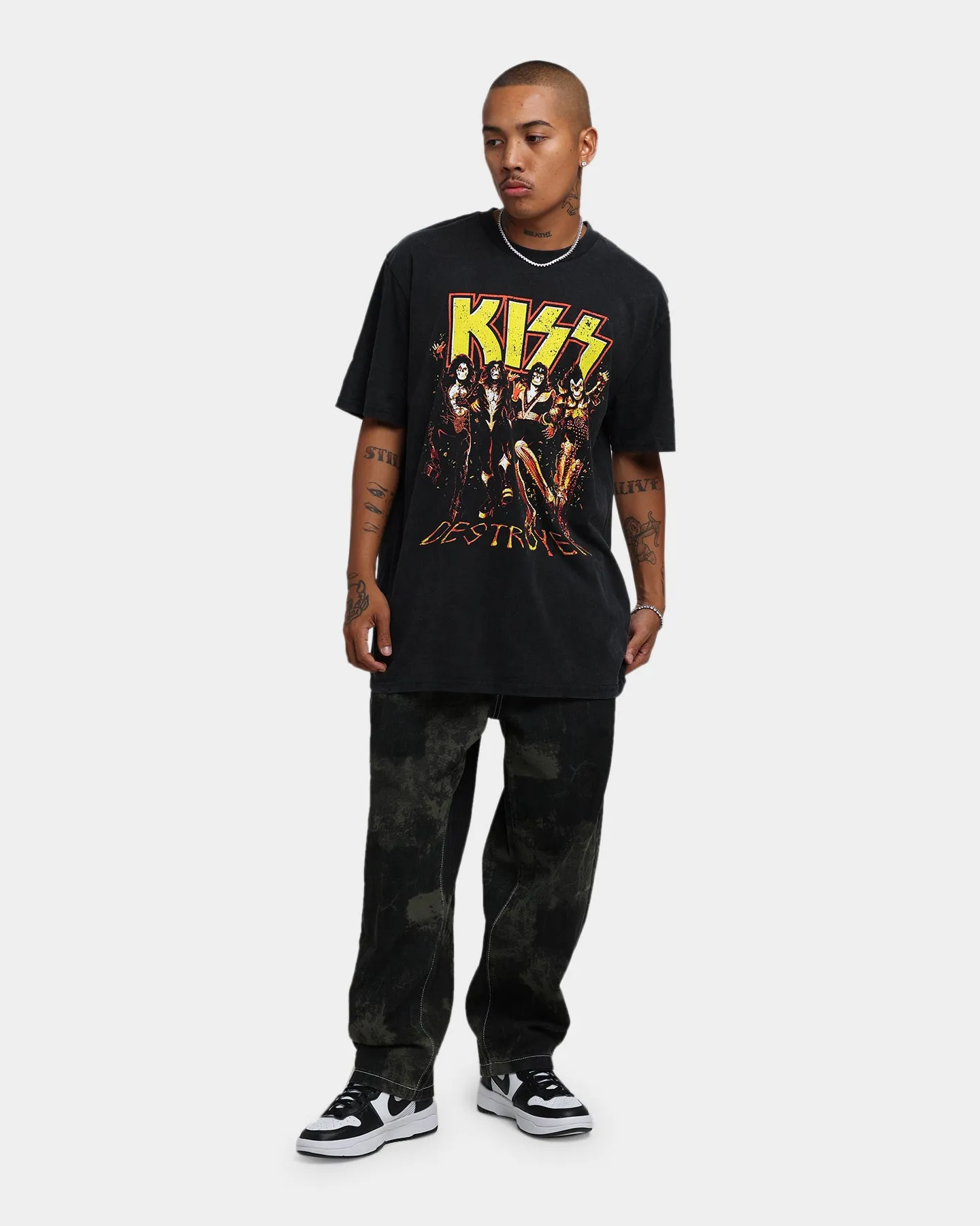 KISS Destroyer T-Shirt Black Wash Cozy Touch Curved Hem