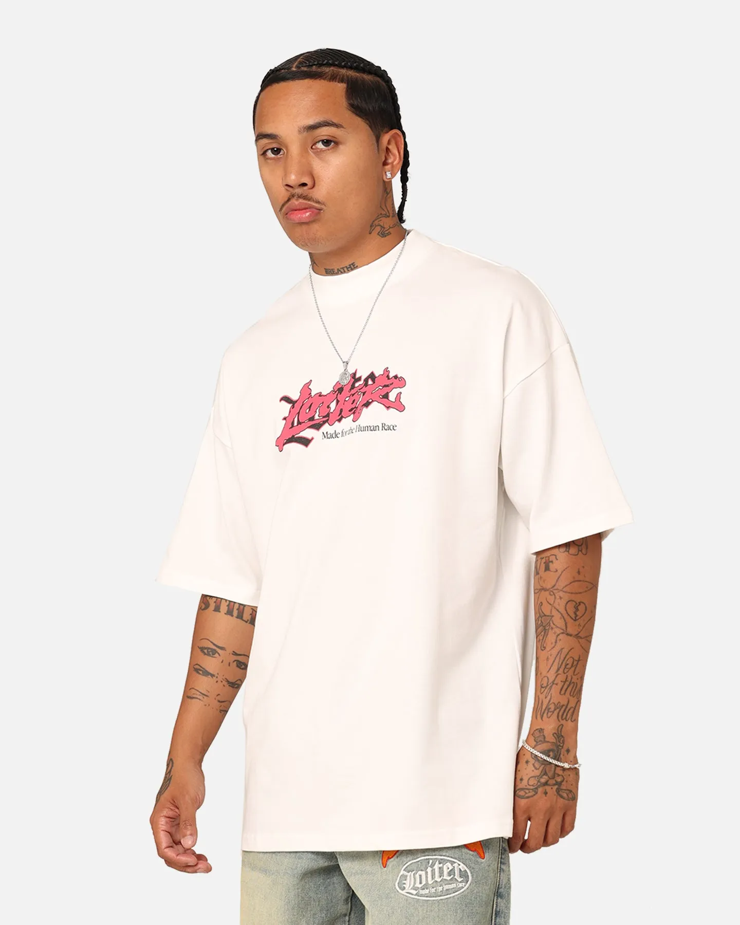 Loiter Sketchbook Oversized T-Shirt Off White Classic Style