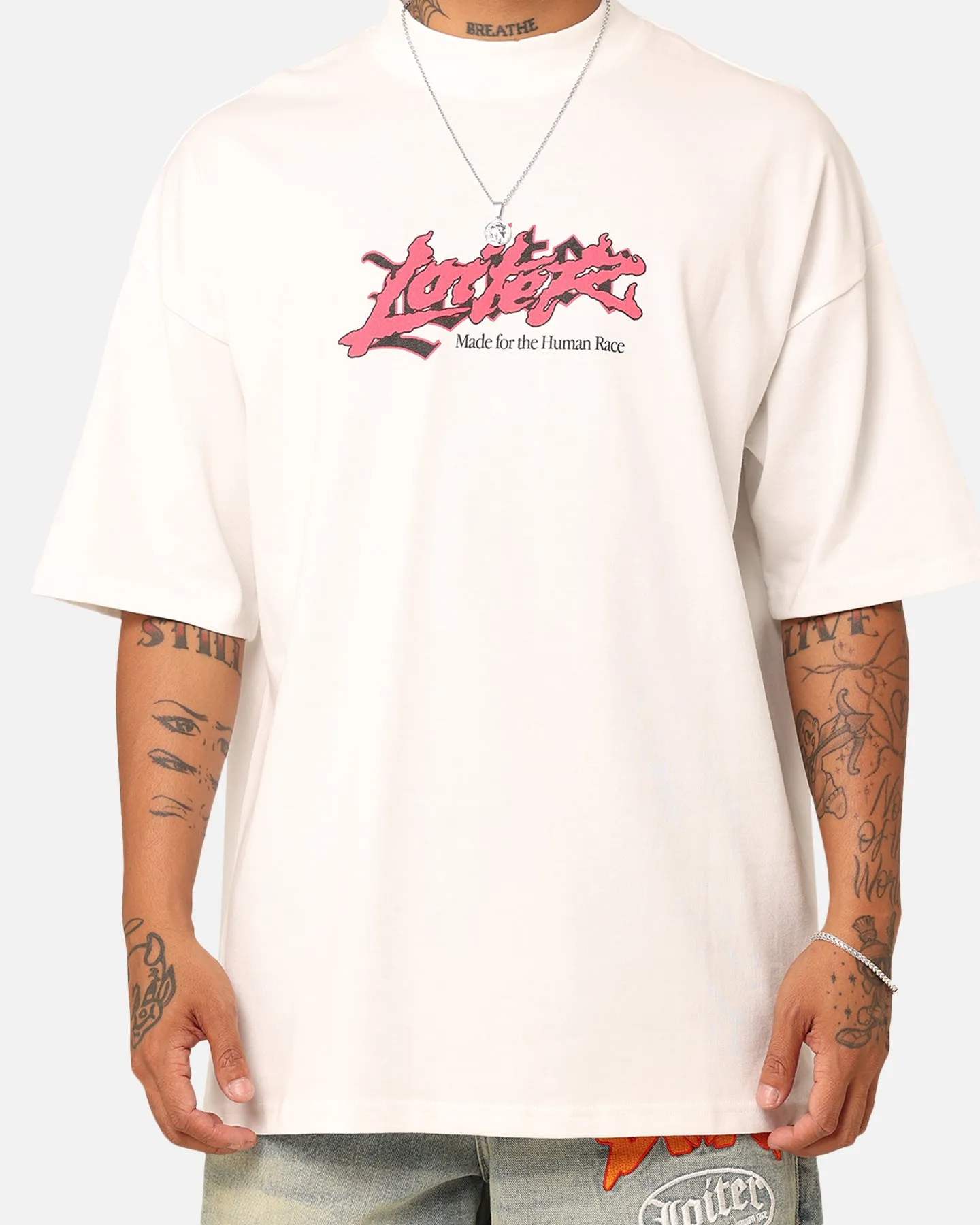 Loiter Sketchbook Oversized T-Shirt Off White Flattering Design
