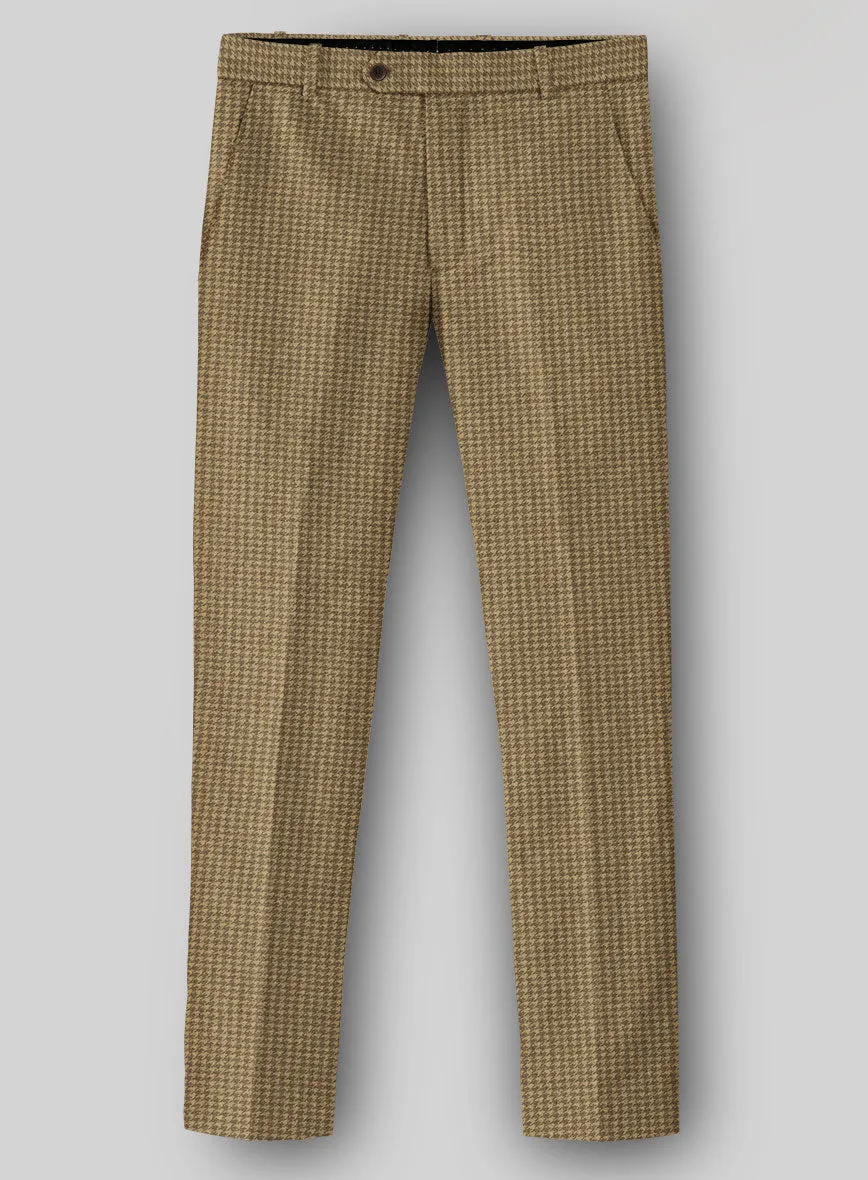 Layering Piece Houndstooth Tan Brown Tweed Pants