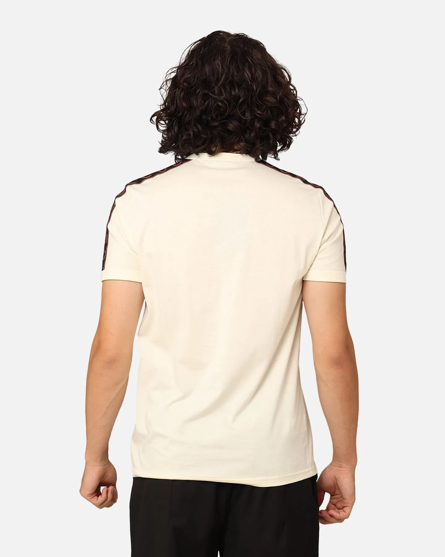 Chill Wear Fred Perry Contrast Tape Ringer T-Shirt Ecru/Whisky Brown