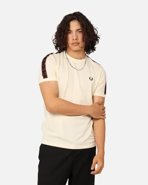 Abrasion Resistant Fabric Comfort and Ease Fred Perry Contrast Tape Ringer T-Shirt Ecru/Whisky Brown